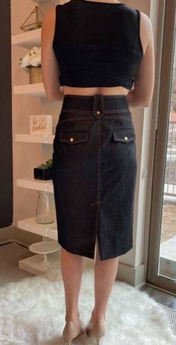 Cache  Long Denim Skirt