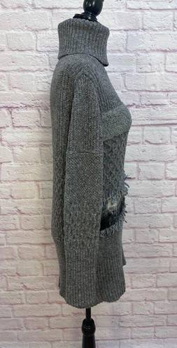 Banana Republic  Women's Textured Collage Sweater Grey Combo Turtleneck Size M