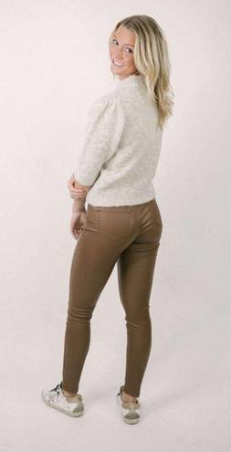 Molly Bracken Cognac Faux Leather Skinny Pants