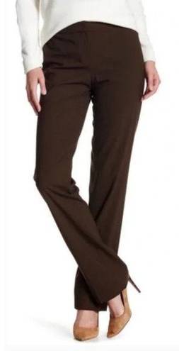 Lafayette 148  Menswear Stretch-Wool Wide Leg Pants Size 12 Brown