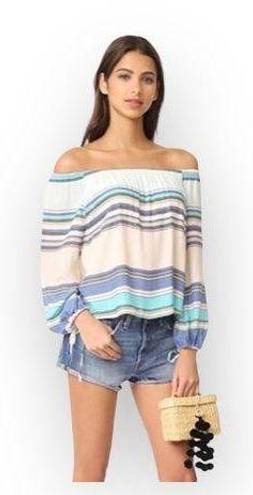 Wildfox new  ✰ Off Shoulder Variegated Stripe Long Sleeve Top ✰ Multi Color ✰ XS