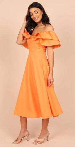 Petal and Pup  Cabo Orange Frill Sleeve Midi Dress M