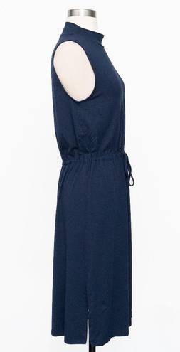 Eileen Fisher . Mock Neck Tie Waist Sleeveless Dress.