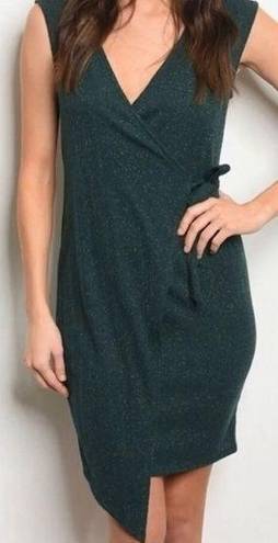 PaperMoon  Black Glitter Short Sleeve Wrap Dress