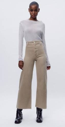 ZARA Marine Straight High Rise Jeans in Sand/Brown