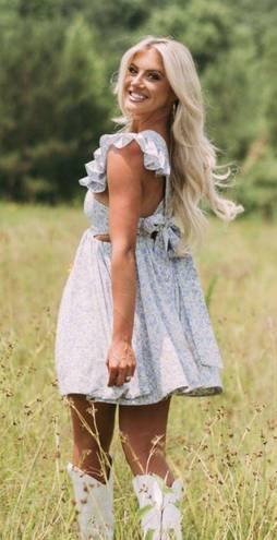 These Three Boutique Periwinkle Flutter Sleeve Dress