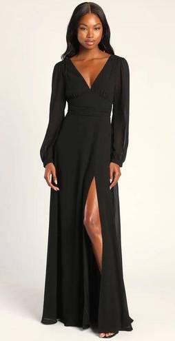 Lulus Love You So Black Long Sleeve Maxi Dress