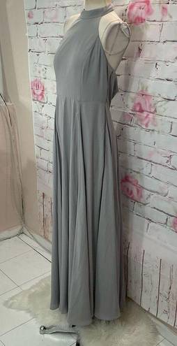 Fame and Partners  halter mock neck medium gray gown