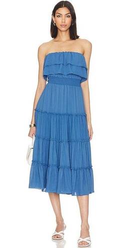 1. State  x Revolve Strapless Ruffle Tiered Dress in Capris Blue, Size M New w/Tag