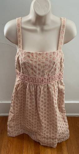 Juicy Couture Pale Pink Crochet Detailing A-line 100% Cotton Lined Mini Dress, size 0