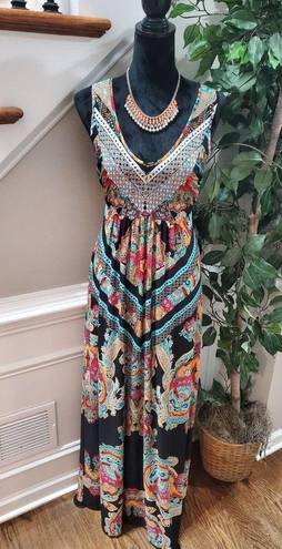 Style & Co . Women's Multicolor Polyester V-Neck Sleeveless Long Maxi Dress Size S