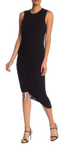 Cinq à Sept Cinq a Sept Cora women’s black asymmetrical ruched midi dress XS extra small