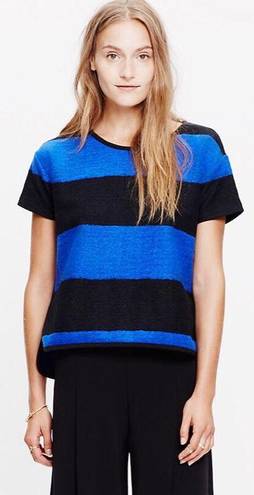 Madewell Blue & Black Brushed Rugby Boxy Top