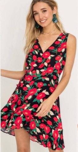 Lush Clothing Lush Wrap Dress Red Black Floral 