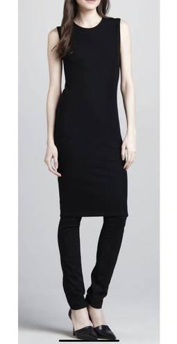 Vince  Ribbed Knit Fitted Pencil Midi Dress Sleeveless Scoop Neck Black Large