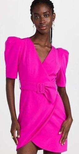 Black Halo  Maricopa Vibrant Pink Puff Sleeve Belted Mini Dress Size 4