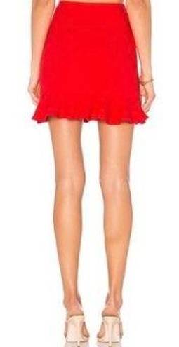 Lovers + Friends Revolve  Flamingo Red Ruffle Skirt Size S