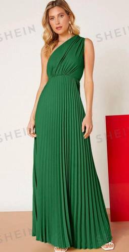 SheIn Green Pleated Formal Dress