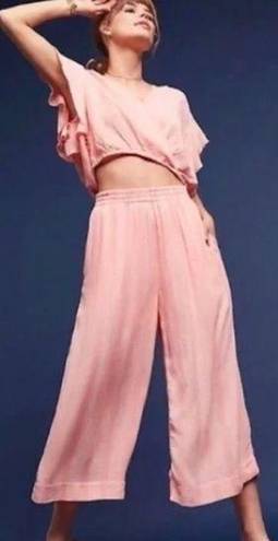 Anthropologie  Maeve Nell Wide Leg Crop Culottes Pink Sz Large