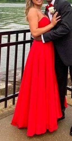 Faviana Red Strapless Prom Dress