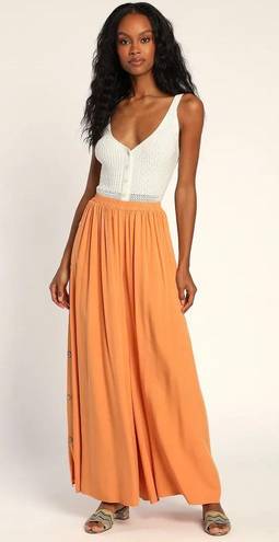 Lulus Orange Side Button Wide-leg Pants