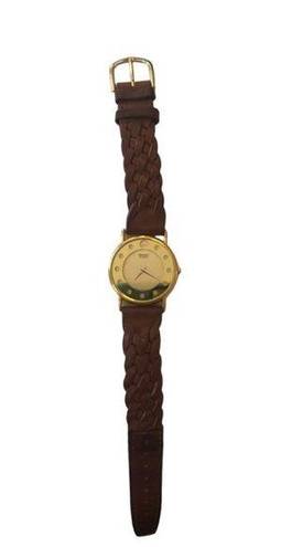 Seiko VTG Ladies  Quartz Gold Tone Watch Brown Leather Braided StrP/Band Casual