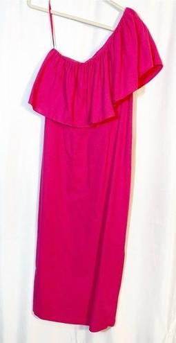 Tuckernuck  Pomander Place X Florencia One Shoulder Ruffle Midi Dress Fuchsia