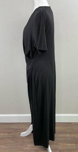 Karen Kane  Solid Black Faux Wrap V-Neck Short Sleeve Midi Dress Size XL