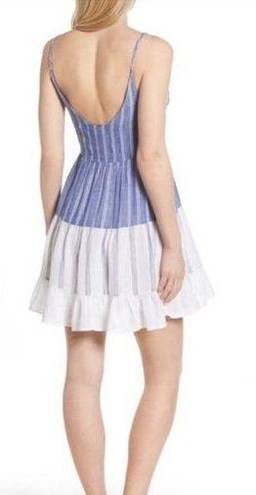 Rails  Mattie Dress Mixed Blues Linen Tiered Ruffle Mini Blue White Stripe Medium