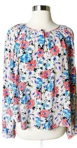 Veronica Beard  Madge Pearled Button Front Silk Floral Multi Top Blouse 10 NWT