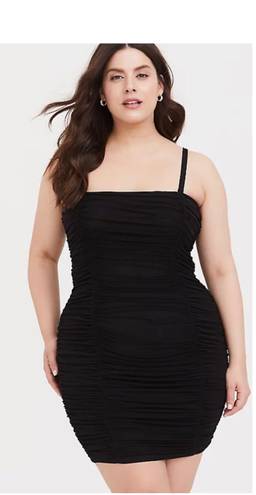 Torrid Black Mesh Ruched Strapless Mini Bodycon Dress 2X