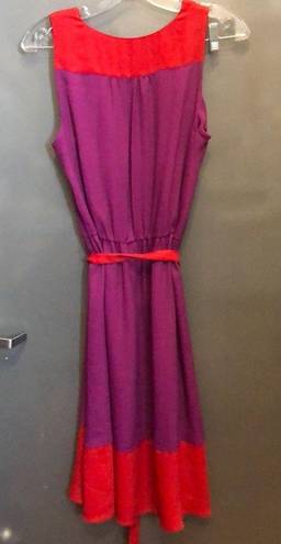 Loft  Red and Fuschia color block dress size 8