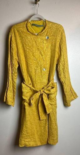 Raquel Allegra Lame Gold Cropped Trench Coat Sz. 0 (US XS 0/2)
