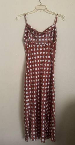 Paper Heart  Spaghetti Strap Copper Dot Satin slip dress Front side slit size M