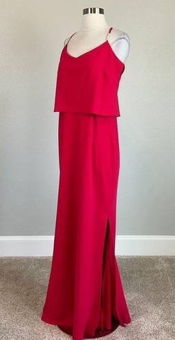 Laundry by Shelli Segal  Women's Formal Dress Size 12 Red Beaded Strap Long Gown