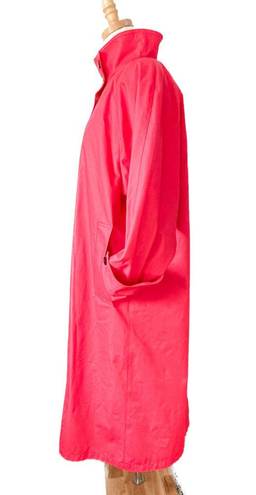 London Fog Vintage  HOT pink floral lining padded shoulder raincoat size LP XLP