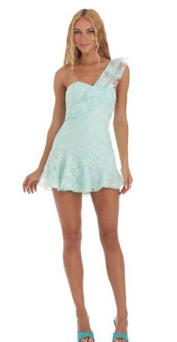 Lucy in the Sky Floral Corset One Shoulder Dress in Seafoam