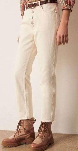 Ba&sh  Amber High Waisted High Rise Straight Leg Jeans Off White Cream Size 8