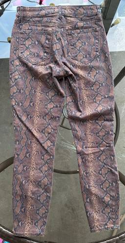 L'AGENCE L’AGENCE Margot High Rise Cropped Skinny Python Snake Print Jeans Brown 25 NWOT