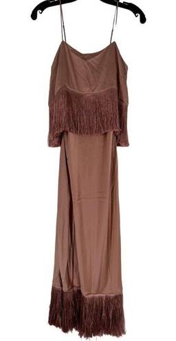 Cinq à Sept Cinq a‎ Sept Women's Eastwood Sleeveless Bare Rose Pink Silk Fringe Midi Dress 4