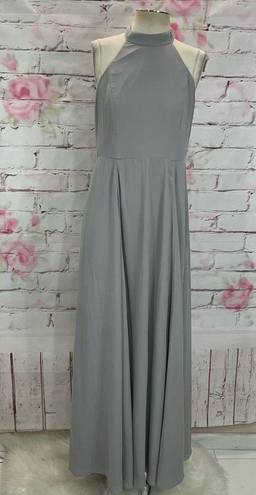 Fame and Partners  halter mock neck medium gray gown