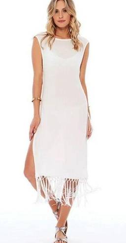 l*space New. L* white fringe lace up cover up. Small. Retails$99