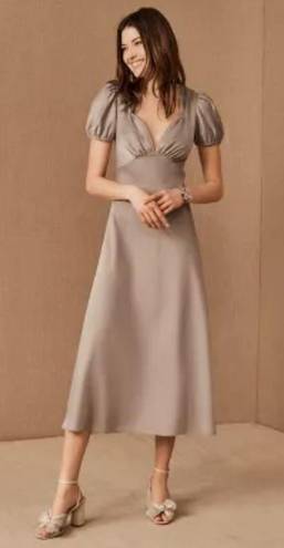 BHLDN Sachin & Babi Shelley Satin Midi Dress in Gray