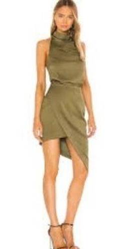 Elliatt NWOT Elliott Camo Asymmetric Satin Cocktail Dress  XS b36.5