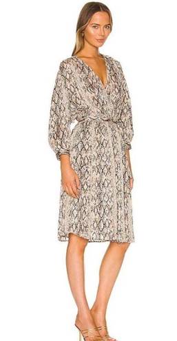 Brochu Walker  Olivia Snake Print Blouson Midi-Dress in Metallic Python