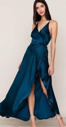 Yumi Kim Rush Hour 100% Silk Maxi Wrap Dress/Gown NWT in Ink Blue Size Small