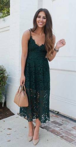 ASTR  The Label Embroidered Lace Midi Dress Hunter Green sz Small