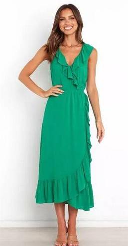 Petal and Pup  Mariska Green Ruffle Midi Dress 4