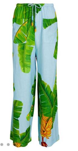 Farm Rio Fresh Bananas Linen-Blend Cropped Pants