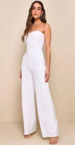 Lulus Edith White Strapless Wide-Leg Jumpsuit